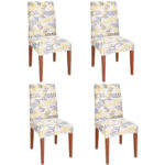 4 db székhuzat készlet, univerzális méret, poliészter és spandex, 38x70 cm, fehér, szürke és sárga