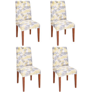 4 db székhuzat készlet, univerzális méret, poliészter és spandex, 38x70 cm, fehér, szürke és sárga