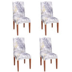 Székhuzat készlet, 4 db, univerzális méret, poliészter és spandex, 38x70cm, fehér, sötétkék árnyalatai, sárga