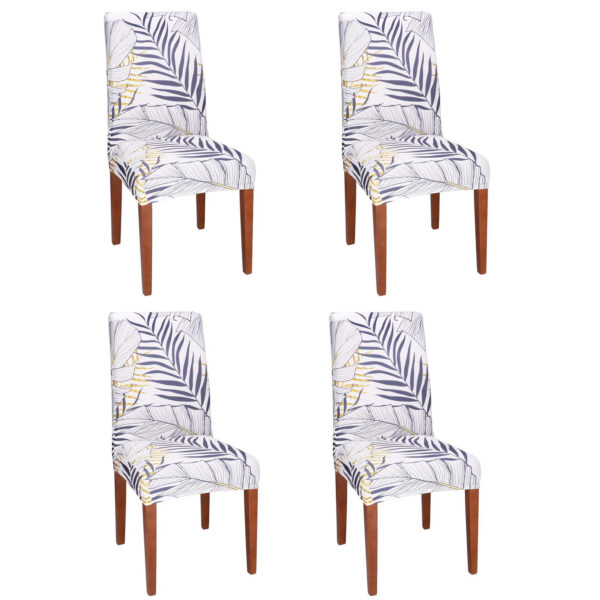 Székhuzat készlet, 4 db, univerzális méret, poliészter és spandex, 38x70cm, fehér, sötétkék árnyalatai, sárga
