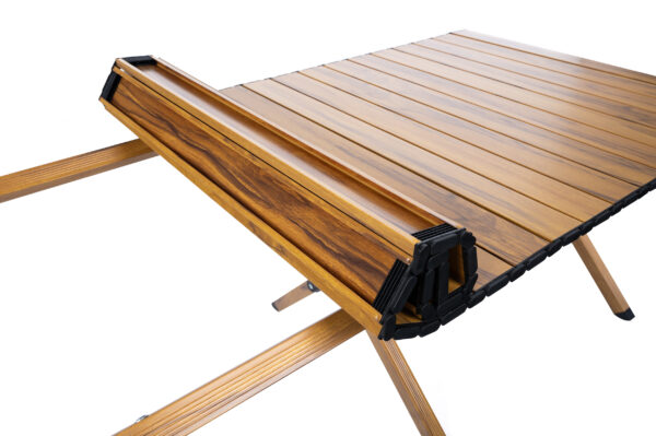 Kempingasztal gyors összecsukható rendszerrel, ultrakönnyű alumínium kerettel, 118x60x45cm, barna - Image 11