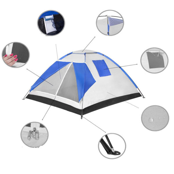 Cort plaja sau camping, impemeabil, cu protectie UV, 4 locuri, 210x240x130cm, gri albastru - Image 9