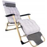 Összecsukható napozóágy strandra vagy kertbe, párnával és fejtámlával, ágyfunkcióval, 64x178cm, szürke