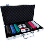 (DL) Komplex pókerkészlet 300 zsetonnal, 2 szett kártyával, 5 dobókockával, alumínium tokban