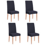 Set 4 huse universale pentru scaun, marime universala, poliester si spandex, 45 cm x 60 cm, bleumarin inchis