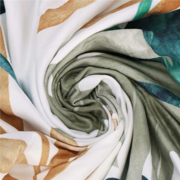 Set 4 huse pentru scaun, marime universala, poliester si spandex, 38x70cm, verde cu model floral - Image 10