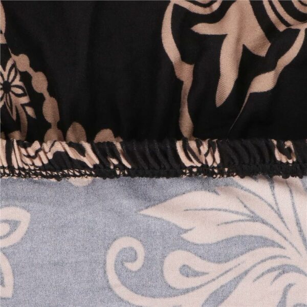 Set 4 huse pentru scaun, marime universala, poliester si spandex, 38x70cm, negru, bej - Image 10
