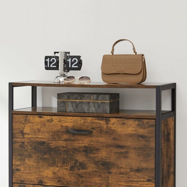 VASAGLE Dulap pantofi din MDF cu ​​3 usi basculante, pentru 15-24 perechi, 80x30x130cm, maro rustic - Image 10