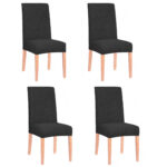 4 db univerzális székhuzat készlet, univerzális méret, poliészter és spandex, 45 cm x 60 cm, fekete