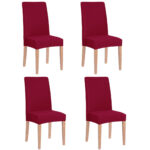 Set 4 huse universale pentru scaun, marime universala, poliester si spandex, 45 x 60 cm, grena