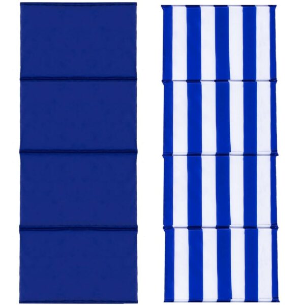 Saltea pentru plaja pliabila, din spuma, ultra-usoara, cu maner de transport, 50x175cm, alb albastru - Image 11