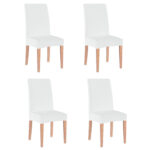 4 db univerzális székhuzat készlet, univerzális méret, poliészter és spandex, 45 x 60 cm, fehér