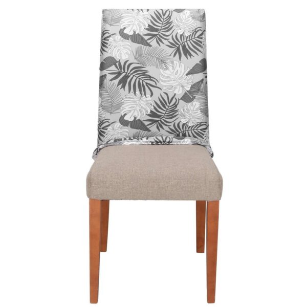 Set 4 huse universale pentru scaun, marime universala, poliester si spandex, 38x70cm, gri cu model floral - Image 15