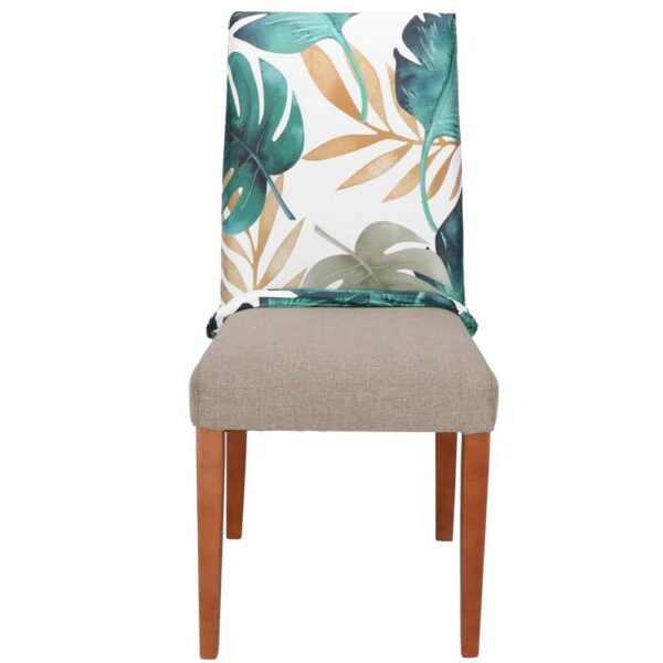 Set 4 huse pentru scaun, marime universala, poliester si spandex, 38x70cm, verde cu model floral - Image 14