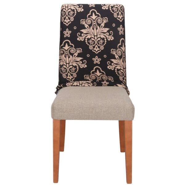 Set 4 huse pentru scaun, marime universala, poliester si spandex, 38x70cm, negru, bej - Image 14