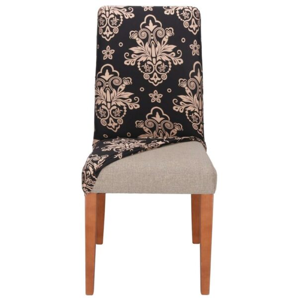 Set 4 huse pentru scaun, marime universala, poliester si spandex, 38x70cm, negru, bej - Image 15
