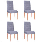Set 4 huse universale pentru scaun, marime universala, poliester si spandex, 45 cm x 60 cm, carouri, gri inchis