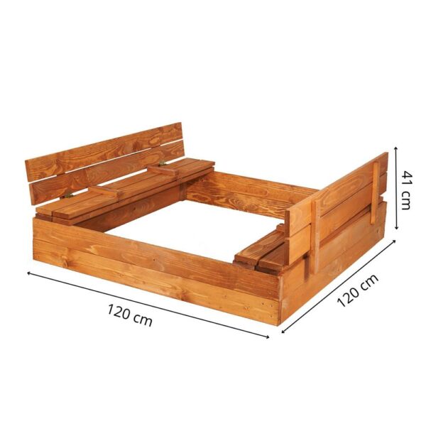 Fa homokozó, 2 paddal, 120x120cm - Image 14