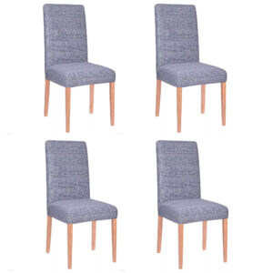 Set 4 huse universale pentru scaun, marime universala, poliester si spandex, 45 cm x 60 cm, carouri, gri inchis