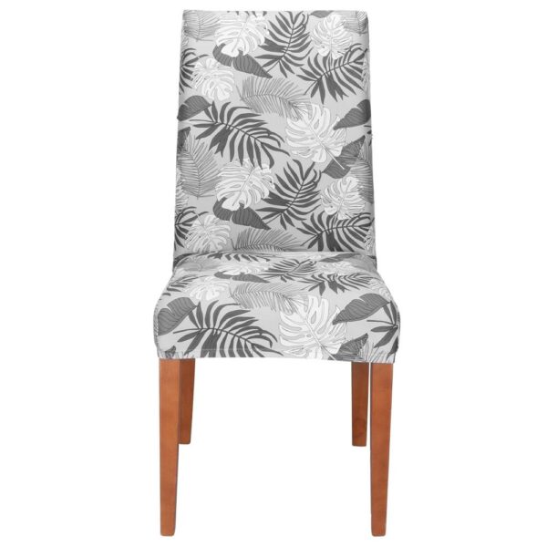 Set 4 huse universale pentru scaun, marime universala, poliester si spandex, 38x70cm, gri cu model floral - Image 17
