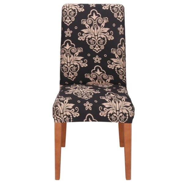 Set 4 huse pentru scaun, marime universala, poliester si spandex, 38x70cm, negru, bej - Image 17