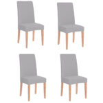 4 db univerzális székhuzat készlet, univerzális méret, poliészter és spandex, 45 x 60 cm, szürke