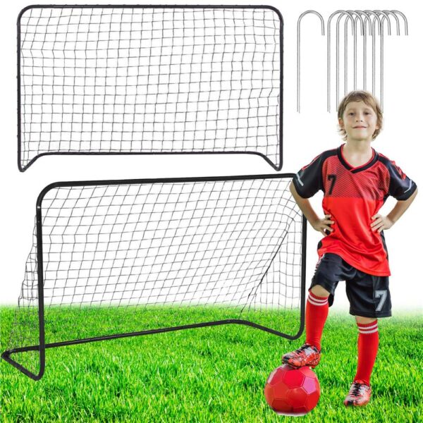 Set 2 porti de fotbal metalice, 122x183cm, profil 25mm, cu elemente de fixare - Image 3