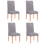 4 db univerzális székhuzat készlet, univerzális méret, poliészter és spandex, 45 x 60 cm, szürke csíkok