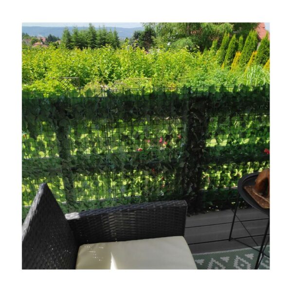 Panou paravan cu frunze artificiale pentru gard sau balcon, 100x300cm, verde inchis - Image 21