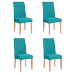 4 db univerzális székhuzat készlet, univerzális méret, poliészter és spandex, 45 cm x 60 cm, sötétkék