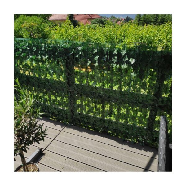 Panou paravan cu frunze artificiale pentru gard sau balcon, 100x300cm, verde inchis - Image 22