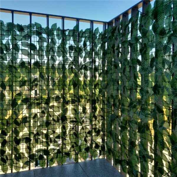 Panou paravan cu frunze artificiale pentru gard sau balcon, 100x300cm, verde inchis - Image 23