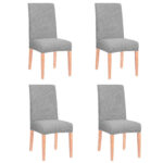 4 db univerzális székhuzat készlet, univerzális méret, poliészter és spandex, 45 x 60 cm, szürke kockás