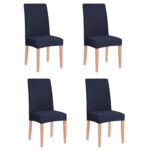 Set 4 huse universale pentru scaun, marime universala, poliester si spandex, 45 cm x 60 cm, bleumarin intens