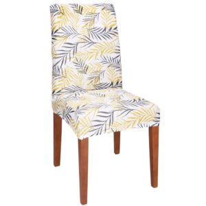 Székhuzat, univerzális méret, poliészter és spandex, 38x70 cm, fehér, szürke és sárga
