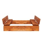 Fa homokozó, 2 db fedővé alakítható paddal, 120x120cm