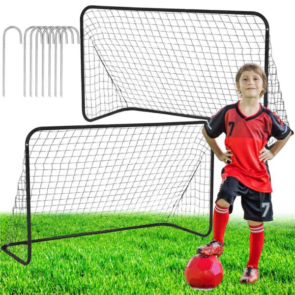 Set 2 porti de fotbal metalice, 122x183cm, profil 25mm, cu elemente de fixare - Image 4