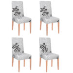 4 db univerzális székhuzat készlet, univerzális méret, poliészter és spandex, 45 x 60 cm, virágszürke