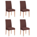 4 db univerzális üléshuzat készlet, univerzális méret, poliészter és spandex, 45 x 60 cm, barna