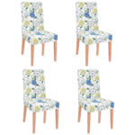 Set 4 huse universale pentru scaun, marime universala, poliester si spandex, 45 cm x 60 cm, imprimeu floral, gri