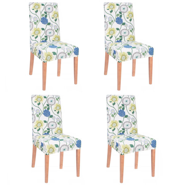 Set 4 huse universale pentru scaun, marime universala, poliester si spandex, 45 cm x 60 cm, imprimeu floral, gri