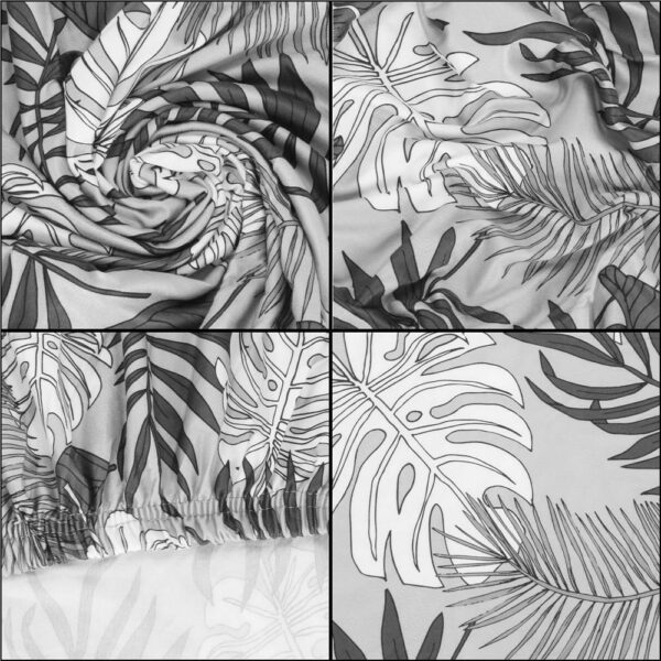 Set 4 huse universale pentru scaun, marime universala, poliester si spandex, 38x70cm, gri cu model floral - Image 5