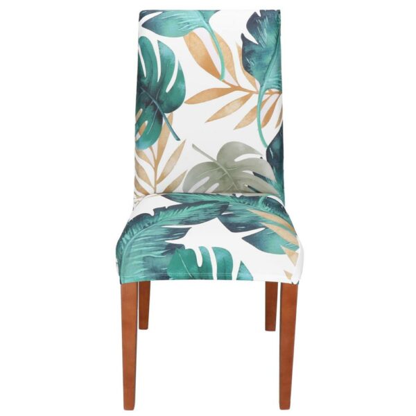 Set 4 huse pentru scaun, marime universala, poliester si spandex, 38x70cm, verde cu model floral - Image 5