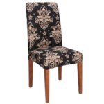 Husa pentru scaun, marime universala, poliester si spandex, 38x70cm, negru, bej