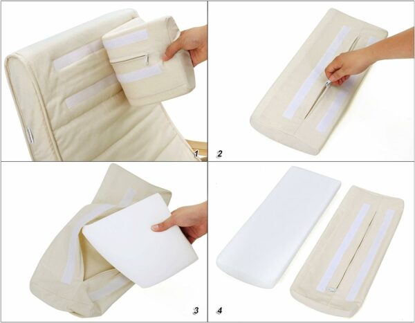 SONGMICS Scaun balansoar din lemn, suport picioare reglabil, maxim 150kg, 55x115x91cm, bej - Image 5