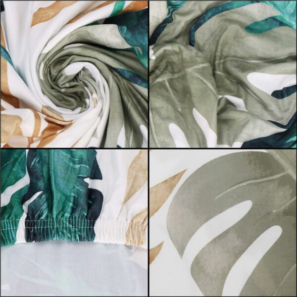 Set 4 huse pentru scaun, marime universala, poliester si spandex, 38x70cm, verde cu model floral - Image 6