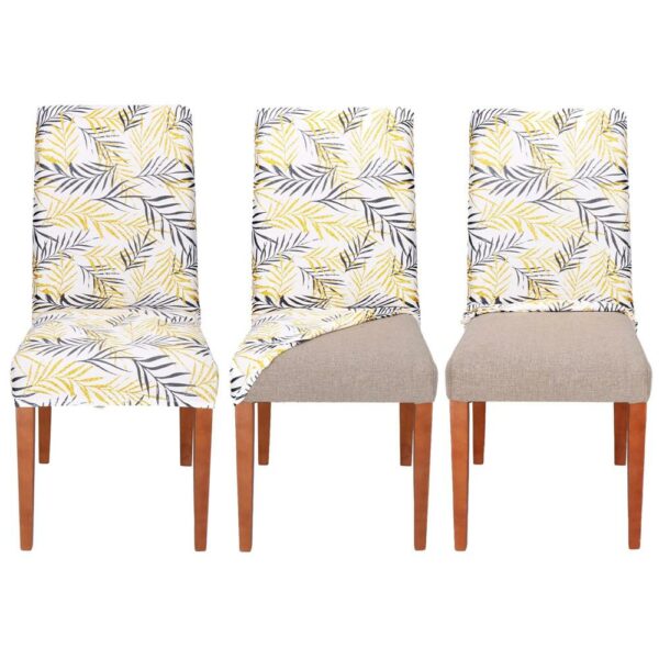 4 db székhuzat készlet, univerzális méret, poliészter és spandex, 38x70 cm, fehér, szürke és sárga - Image 5