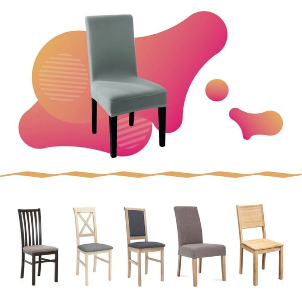 Husa pentru scaun, marime universala, poliester si spandex, 38x70cm, gri si galben - Image 5