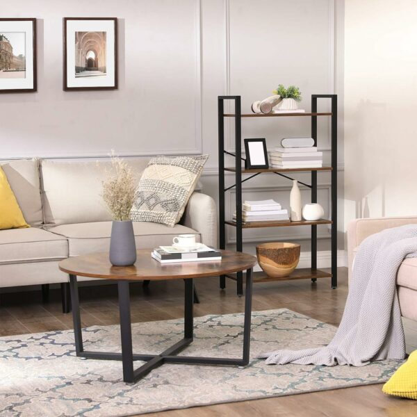 VASAGLE Biblioteca cu 4 etaje din lemn, cadru otel, stil industrial, 66x30x120cm, maro rustic - Image 6