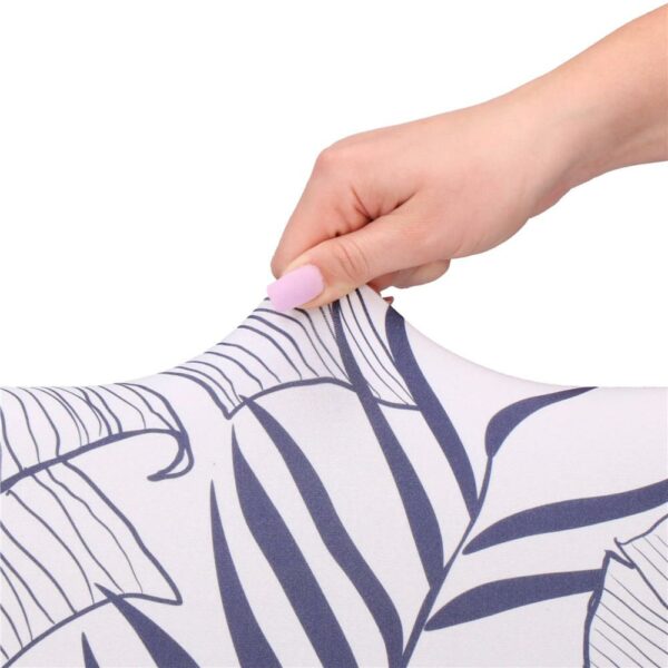 Székhuzat készlet, 4 db, univerzális méret, poliészter és spandex, 38x70cm, fehér, sötétkék árnyalatai, sárga - Image 6